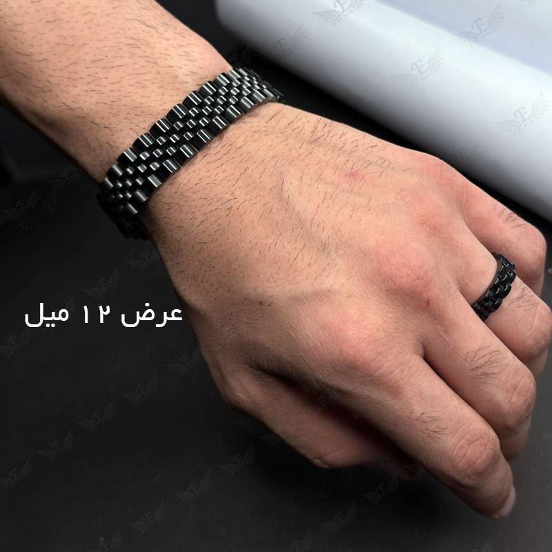 ست دستبند و انگشتر رولکس مردانه ۱۲ میل