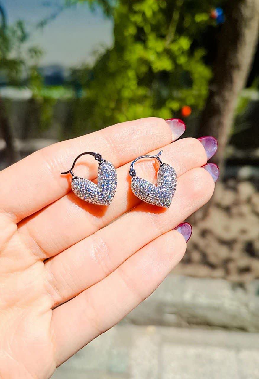 گوشواره قلب فول نگین مارک ژوپینگ